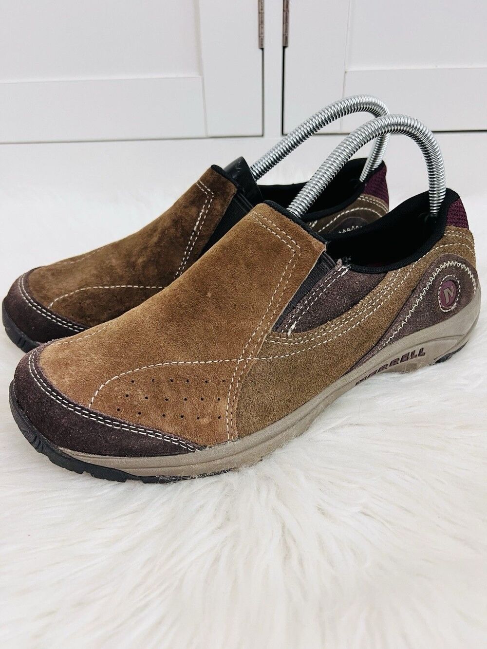 Merrell Kamori Dark Earth Brown Suede Slip On Mocs Loafers Shoes Womens Size 9 - Picture 2 of 6